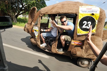 Rickshaw Challenge in India from the Travel Scientists. Race tuk tuks! You are encouraged to adapt a crazy alias, dress the part, we even customize your tuk tuk for you. Like these crazy Australian kangaroos.