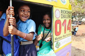 Rickshaw Challenge in India from the Travel Scientists. Race tuk tuks! We collect and bring donations for charities, orphanages, schools in the disadvantaged places we visit.