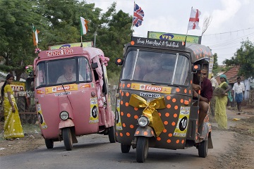 Rickshaw Challenge is a wacky race in India from the Travel Scientists. Race tuk tuks! Give locals something to see and enjoy!