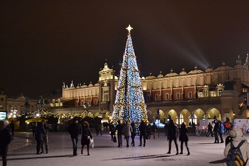 Winter wonderland Krakow main square Poland