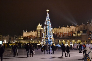 Winter wonderland Krakow main square Poland