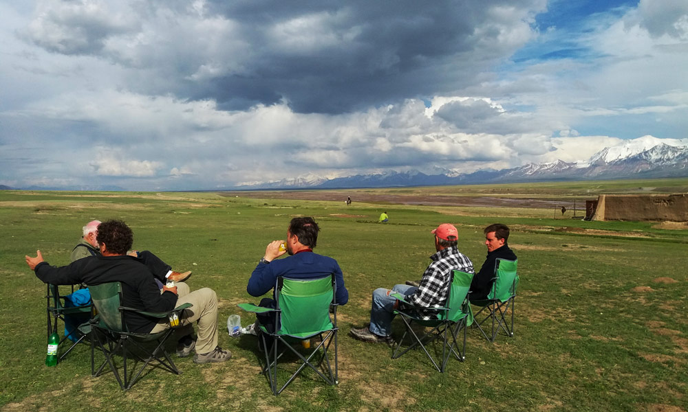 Teams relaxing during the Central Asia Rally